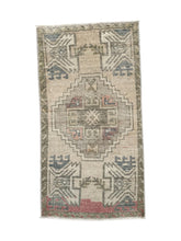 Load image into Gallery viewer, Faded Vintage Turkish Runner – Soft Sage, Rose, and Charcoal

