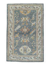 Load image into Gallery viewer, Vintage Steel Blue Wool Rug – Hand-Knotted Elegance
