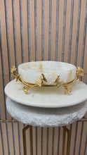 Load and play video in Gallery viewer, Cream and Golden Onyx Serving Piece
