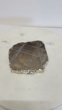 Load and play video in Gallery viewer, Smoky Quartz Coaster with Silver-Plated Edge
