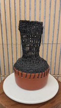 Load and play video in Gallery viewer, Handwoven Raffia and Clay Vase – Brazilian Artisan Craft
