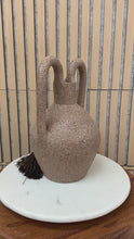 Load and play video in Gallery viewer, Tall Brazilian Clay Vase with Silk Tassel and Natural Stone Beads
