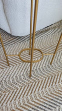Load and play video in Gallery viewer, Sliced Agate Accent Table with Dark Steel blue Border and Matte Gold Base
