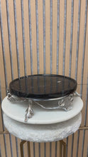 Load and play video in Gallery viewer, Black Onyx Pedestal with Silver Leaf Detail
