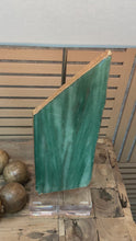 Load and play video in Gallery viewer, Green Aventurine Table Lamp with 24K Gold Edges | Luxury Natural Stone Lamp
