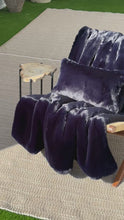 Load and play video in Gallery viewer, French Faux Fur Pillow – Indigo | 12x20
